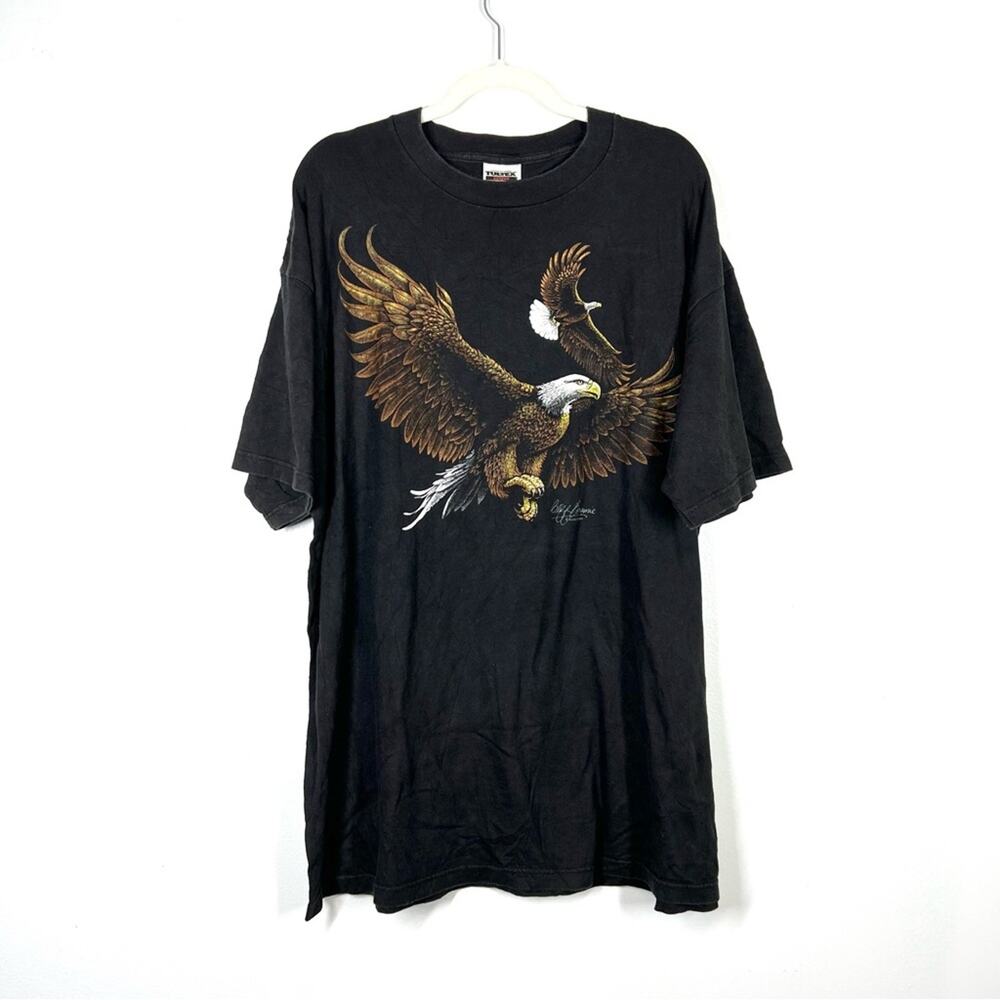 VINTAGE 90s Bald Eagle Nature Graphic Tee America Oversized 2XL